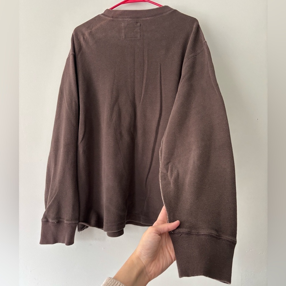 Vintage Men Streetwear Old Navy Brown Long Sleeve Cotton Preppy Crewneck Size XL - Picture 6 of 6